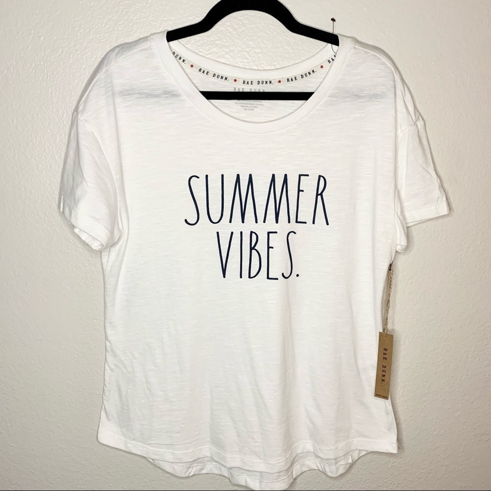 Rae Dunn summer vibes T-shirt white medium nwt